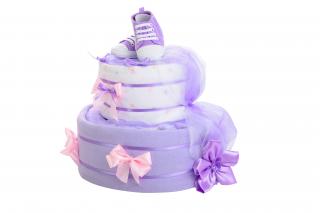 Dvoupatrový plenkový dort pro dívky – fialový