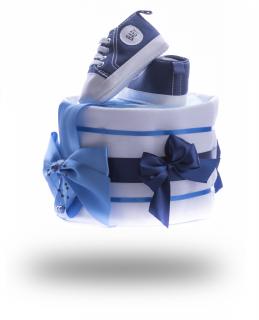 Jednopatrový plenkový dort mini - modrý