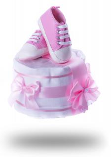 Jednopatrový plenkový dort mini - růžový