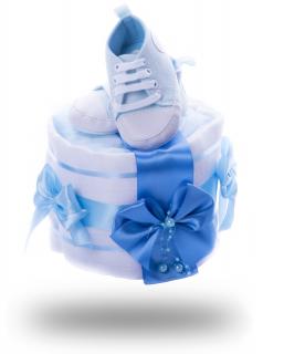 Jednopatrový plenkový dort mini - světle modrý