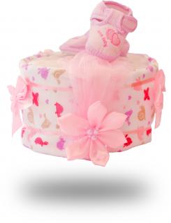 Jednopatrový plenkový dort pro dívky – bílo růžový