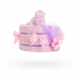 Jednopatrový plenkový dort pro dívky - růžovo fialkový