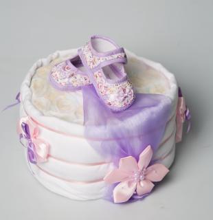 Jednopatrový plenkový dort pro dívky– růžový special