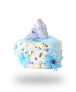 Jednopatrový plenkový dort pro kluky – světle modrý