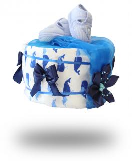 Jednopatrový plenkový dort pro kluky - tmavě modrý