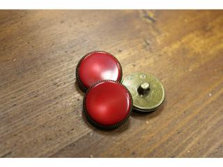 Červený  knoflík s bronzovým okrajem, 25mm a 18mm Velikost: 25mm