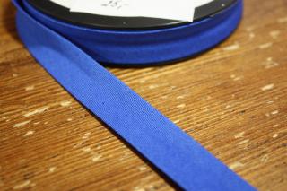 Modrý gabardénový šikmý proužek 15 mm, 25 mm šíře stuhy gumy: 15 mm