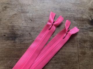 Neonově růžový skrytý zip 22cm, 35cm, 50cm, 60cm delka zipů: 35 cm