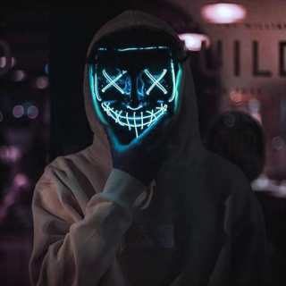 Děsivá svítící maska Purge s LED osvětlením Barva: Modrá