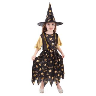 Dětský kostým ČARODĚJNICE černo-zlatá, velikost M