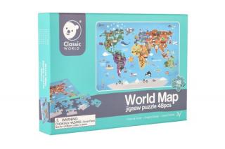 Dřevěné puzzle Mapa Světa 48 dílků, skladem