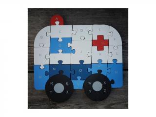 Dřevěné puzzle - vzdělávací (více druhů) Tvar: Ambulance