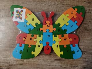 Dřevěné puzzle - vzdělávací (více druhů) Tvar: Motýl