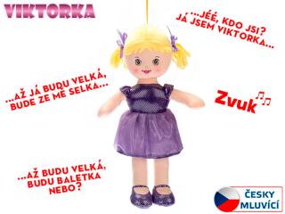 Hadrová panenka Viktorka - fialova, mluvící, skladem