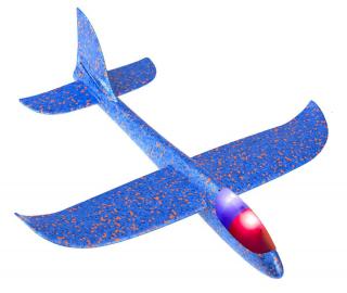 Letadlo házecí polystyrenové 48 cm - SVÍTÍCÍ Barva: Modrá