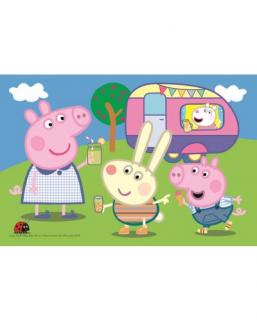 Minipuzzle 54 dílků Šťastný den Prasátka Peppy/Peppa Pig skladem Typ: U karavanu