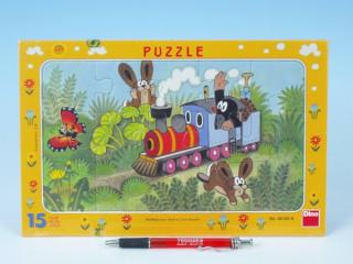 Puzzle deskové Krtek a lokomotiva 29,5x19cm 15 d skladem