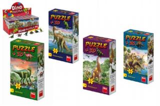 Puzzle Dinosauři 23,5x21,5cm 60 dílků + figurka 6 druhů v krabičce (1 ks)