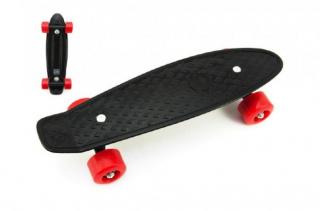 Skateboard - pennyboard 43cm, nosnost 60kg plastové osy, černá, červená kola skladem