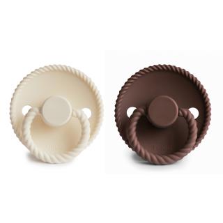 Frigg Dudlík Frigg Rope 2-pack silikon vel.1 Cream/Cocoa