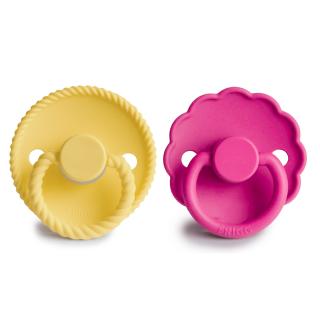 Frigg Dudlík Frigg Rope Daisy 2-pack silikon vel.2 Sunflower/Fuchsia