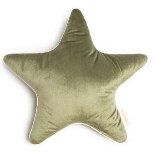 Nobodinoz Polštář Aristote Star Velvet Olive Green