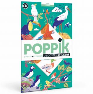 POPPIK XXL vzdělávací samolepkový plakát Ptáci 6+