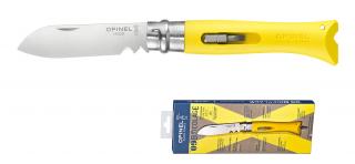 Zavírací nůž VRI N°09 DIY 8 cm multifunkční žlutý v blistru, OPINEL