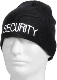 Čepice Černá pletená s nápisem  SECURITY