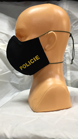 Rouška černá bavlněná s nápisem  POLICIE velikost: VI . Pánská