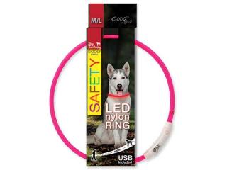 DOG FANTASY LED obojek nylonový růžový M-L