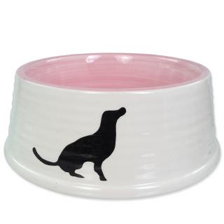 Miska DOG FANTASY keramická motiv pes bílo-růžová 21 cm 1l