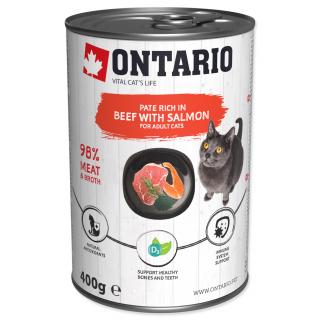 ONTARIO konzerva Beef with Salmon flavoured with Spirulina 400g 5+1 zdarma