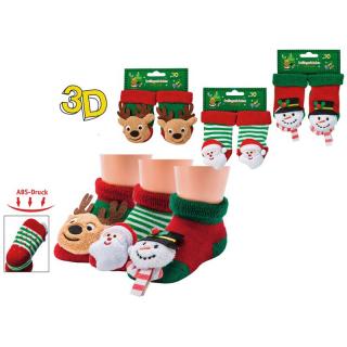 5227 SOCKS 4 FUN kojenecké chrastící vánoční ponožky ABS