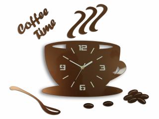 Moderní nástěnné hodiny COFFE TIME 3D COPPER HMCNH045-copper (nalepovací hodiny na stěnu)