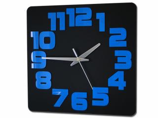 Moderní nástěnné hodiny LOGIC BLACK-BLUE HMCNH047-blackblue (nalepovací hodiny na stěnu)