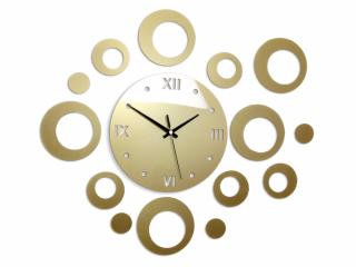 Moderní nástěnné hodiny RINGS GOLD HMCNH008-gold (nalepovací hodiny na stěnu)
