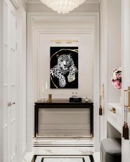 Obrazy na plátně - PREMIUM ART – Oddechující gepard (Kolekce se zlatými plátky na obraze)