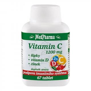 MedPharma Vitamín C 1200 mg se šípky + Vitamín D + Zinek, 67 tablet