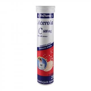 MedPharma Vitamín C 600 mg + Acerola 200 mg, 20 šumivých tablet