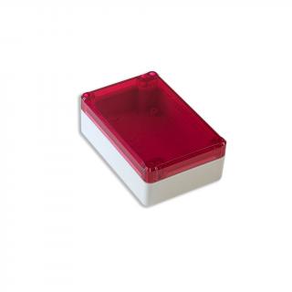 Plastová krabička KM-75GTrR, šedá, červené víko