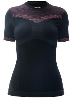 Dámské sportovní tričko s krátkým rukávem IRON-IC - černo-růžová Barva: Černo-růžová, Velikost: S/M