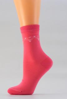 Dětské obrázkové ponožky D016  krajka-růžová