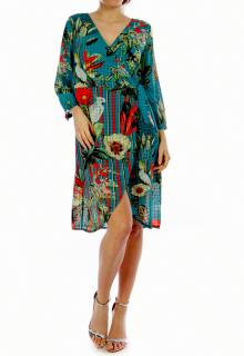 101 IDEES dámské šaty TROPY 334303-3 zelená  (L/XL)
