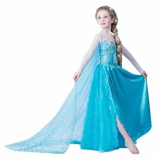 F4H Frozen šaty dlouhé dívčí Elsa Ledové království modrá 134/140 (s vlečkou)