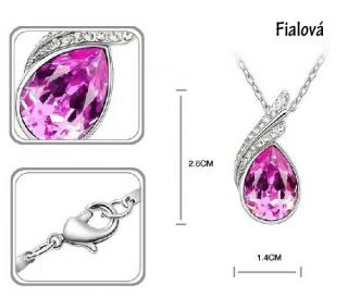 F4H náhrdelník s krystaly 705373-1 (přívěšek slza fialový krystal )