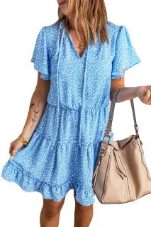 Fashion-4happy dámské šaty modrá L (puntík)