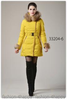 Luxusní péřový kabát bunda PARKA dlouhá s kapucí 33204-6 žlutá XS / 34