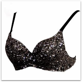 Sexy lingerie podprsenka s flitry 34027-2 černá  (S/70)