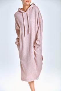 Dámské svetrové šaty s kapucí Dimfy meruňková 38